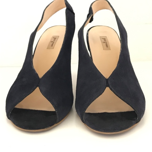PAUL GREEN Avanti Blue Suede Heels Slingback Peep Toe Heeled Sandals Size 9 - Picture 8 of 16